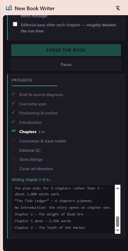 The extension writing a chapter