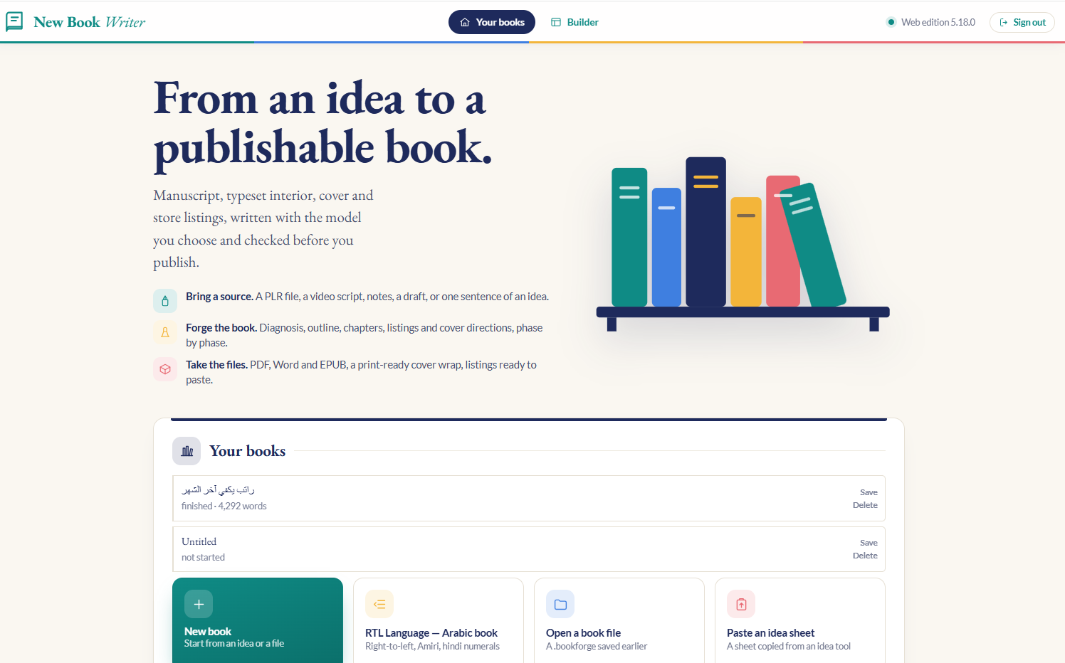 New Book Writer web edition